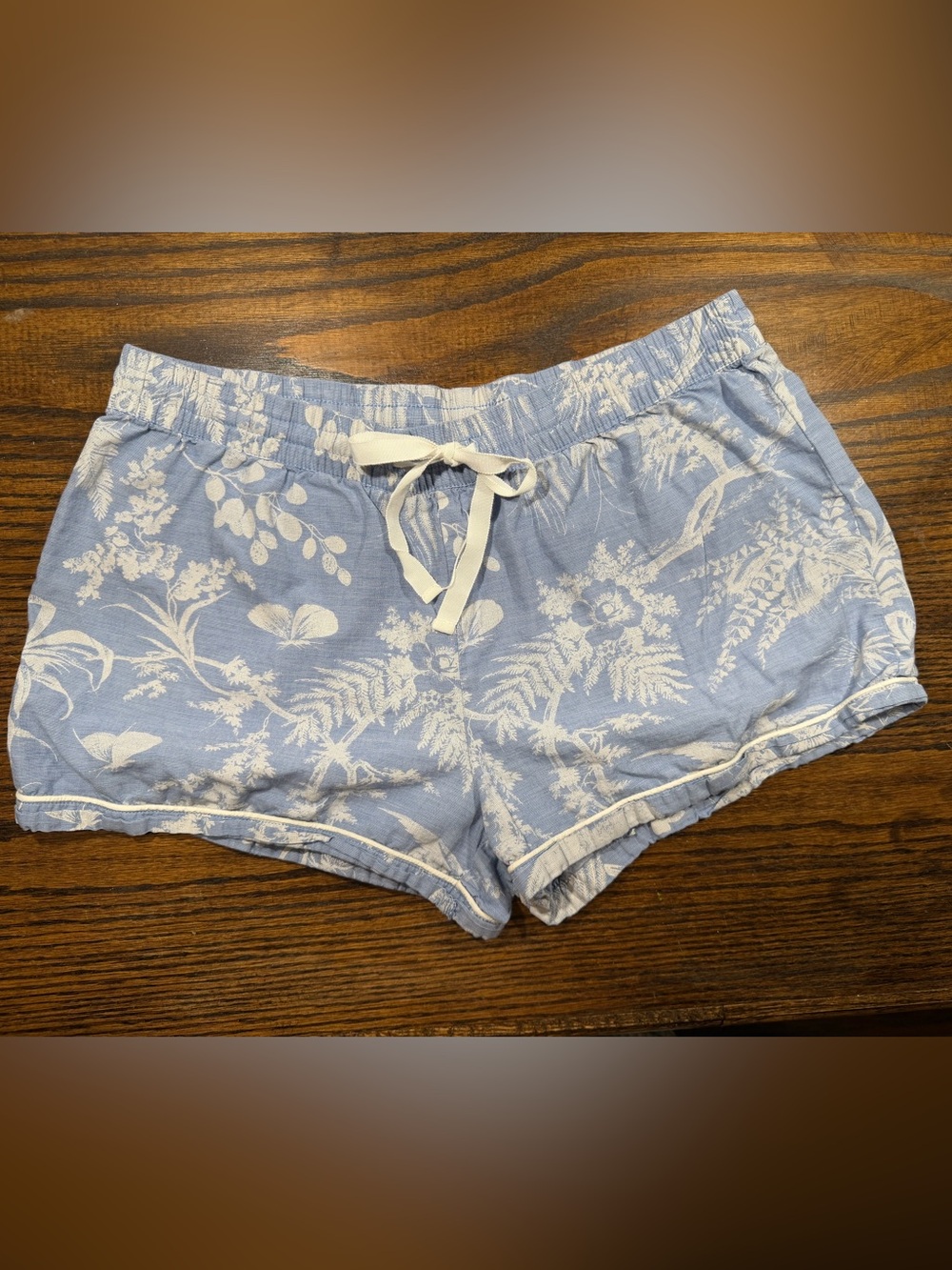 Blue Floral Print Women's Sleep Shorts 0122
